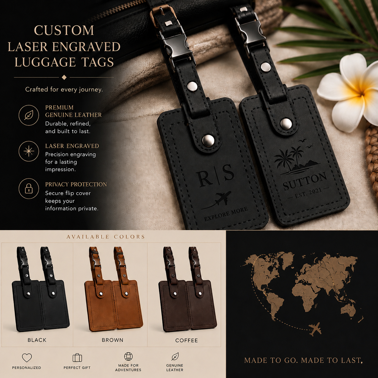 Genuine Leather Personalized Luggage Tag